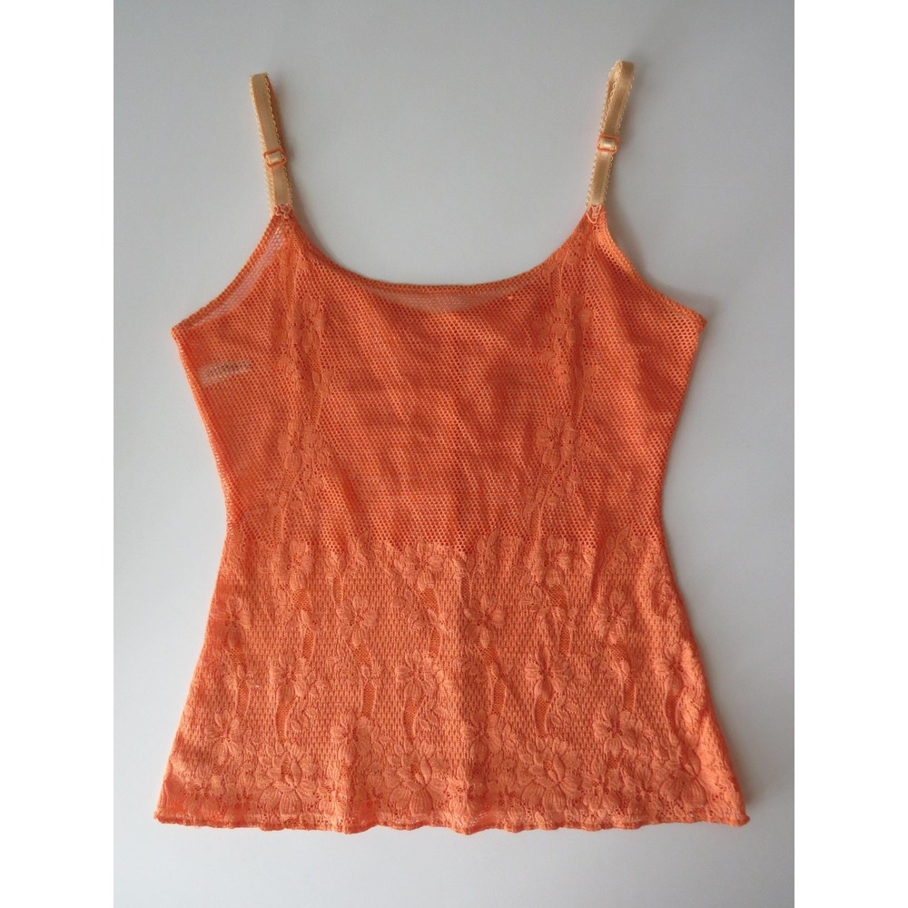 Occhi Verdi La Perla Orange Mesh Lace Camisole, Italian Vintage Made in Italy - Picture 7 of 9